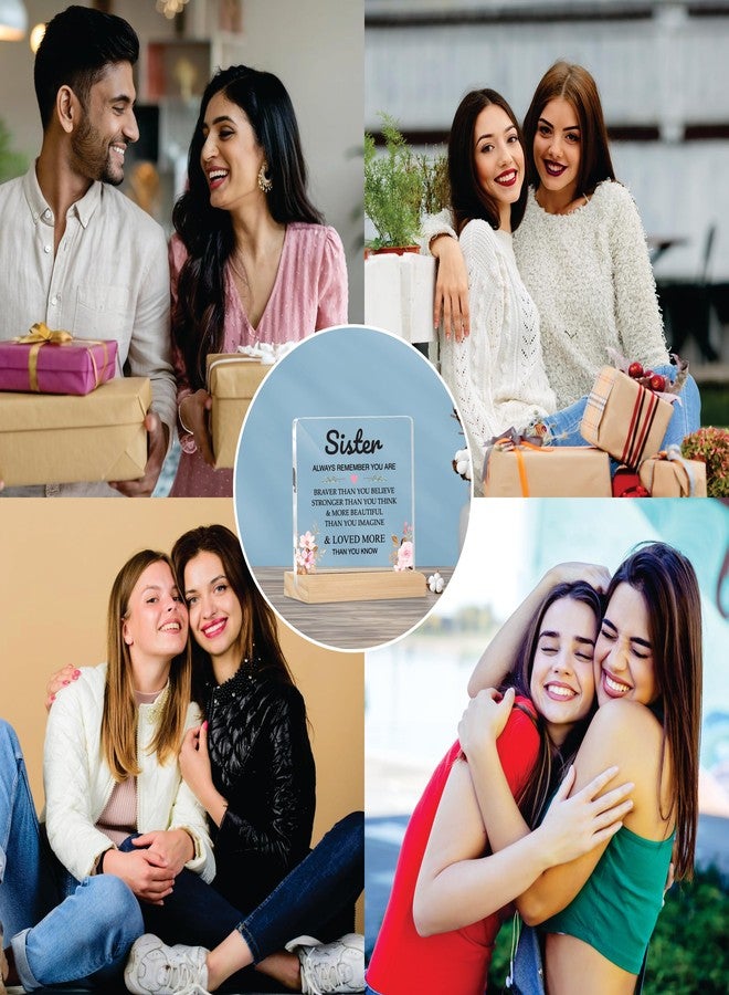 Giftplease Sign Sister You are Stronger Plaque with Wood Stand | Rakshabandhan Rakhi Gift | Gift for Sister Home Office Desk Decor | (4 X 4 Inches) MP_62 - Image 4